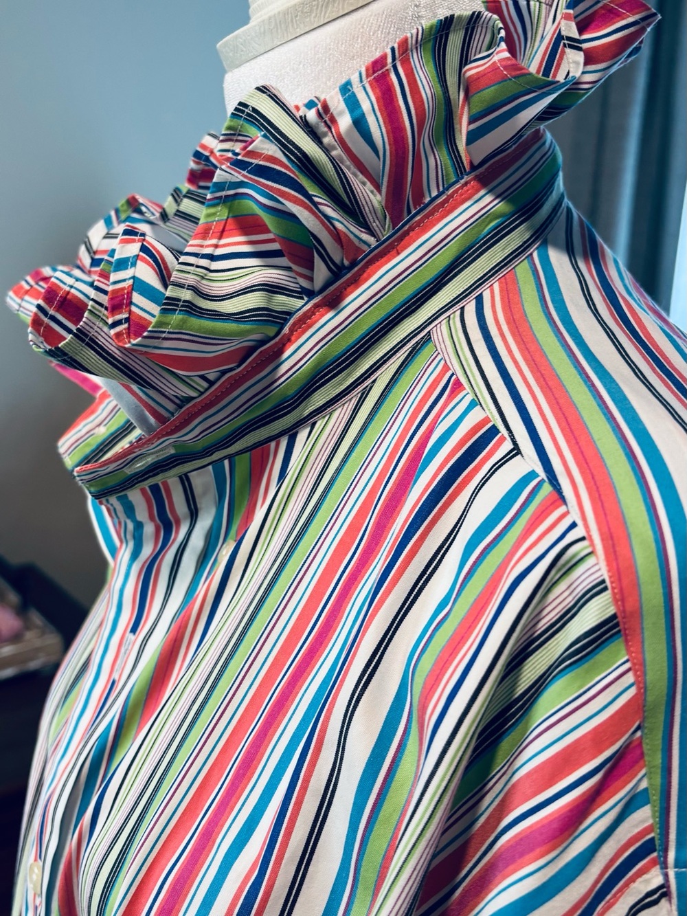 Polo by Ralph Lauren Multicolor Striped Ruffle-Collar Button-Down - Picture 6 of 11